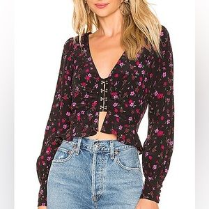 For Love & Lemons Isabella Ruched Top | Cherry Blossom